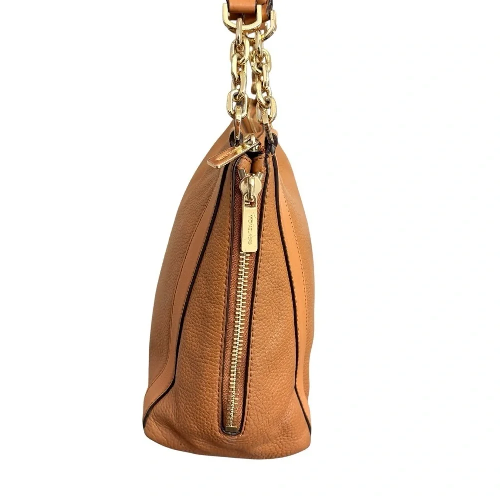 Michael kors brown leather expandable tote bag